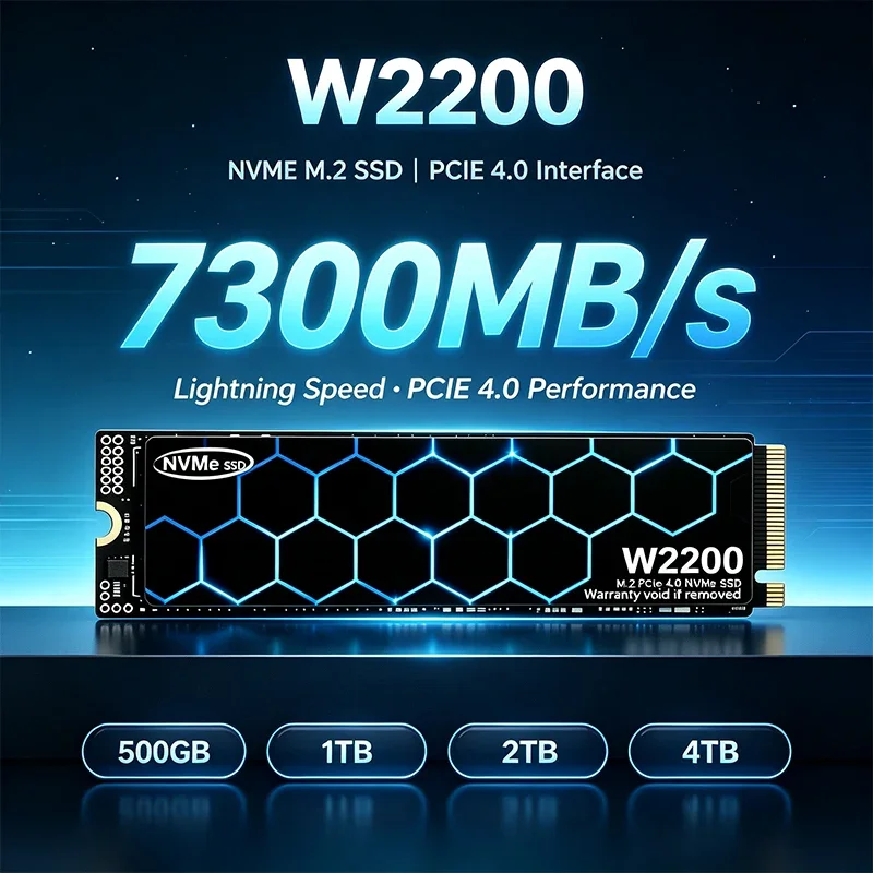 Internal Drive W2200 NVMe SSD 7300MB/s PCIe 4.0 M.2 2280 Launch Games in Seconds 4TB for Desktop Laptop High Speed Storage