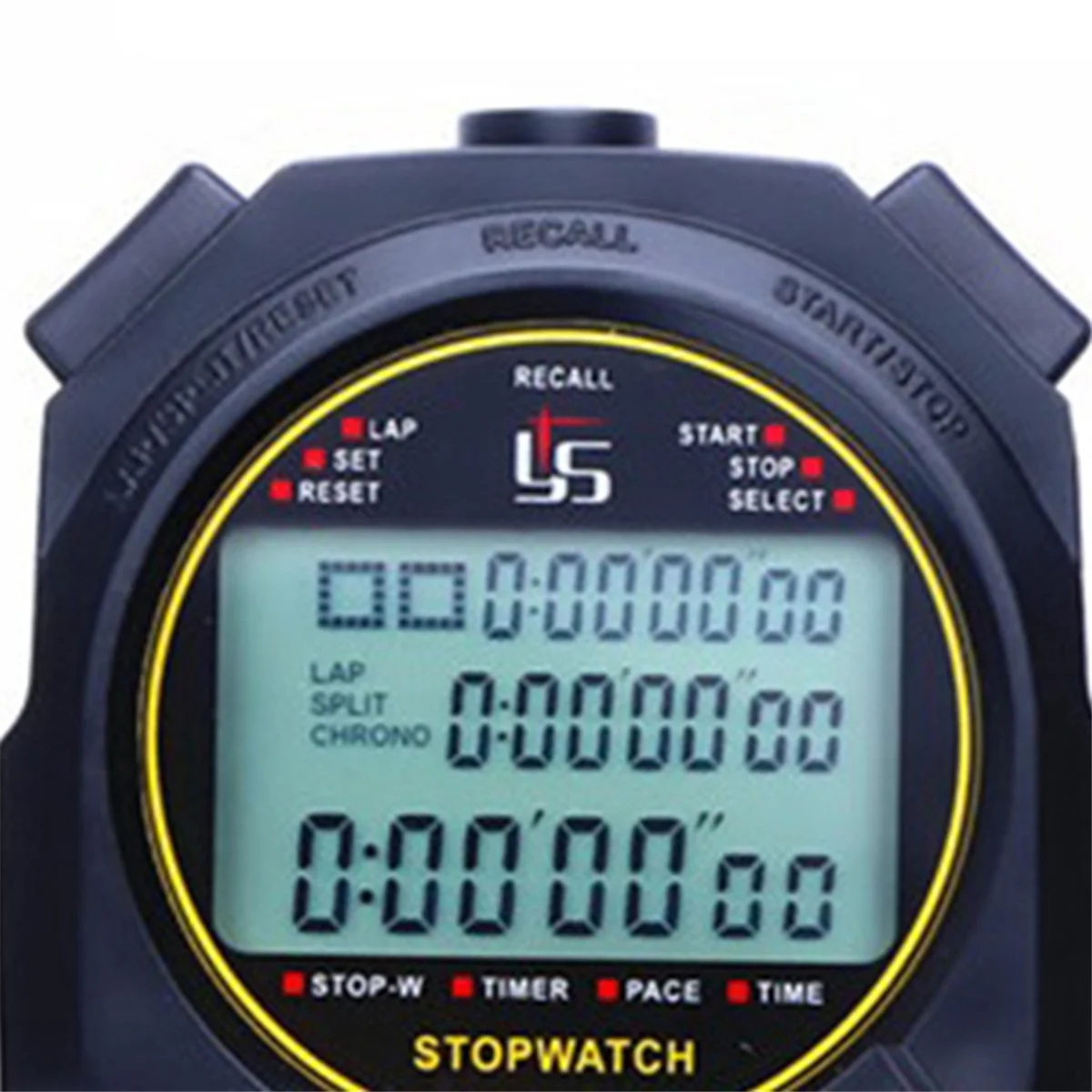 

BAAQ Цифровой таймер Секундомер Хронограф Спортивные тренировки Цифровые хронометры 3 ряда дисплея 120 треков Черный