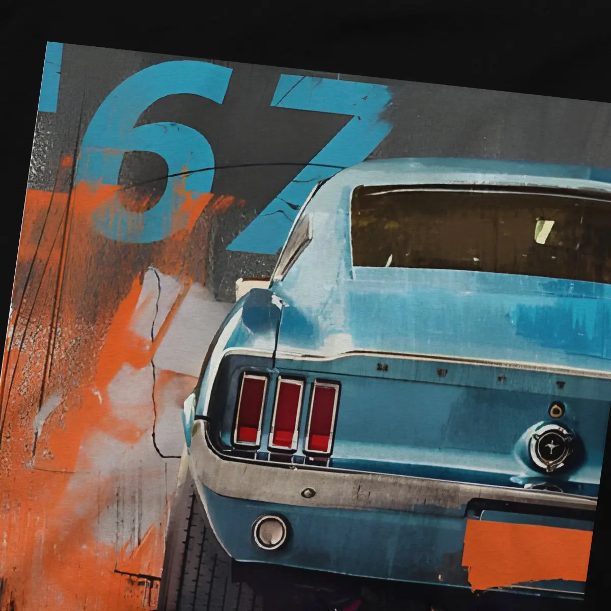 Ford Mustang Men T Shirt Bullitt Vintage Tee Shirt Short Sleeve O Neck T-Shirts Pure Cotton 4XL 5XL Clothing