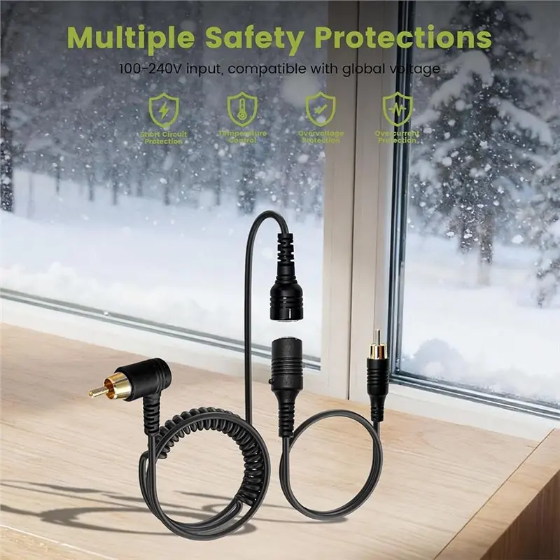 Hot-Electric Heated Visor Replacement Shield Cord For Snowmobile Helmet Magnetic Power Cord New