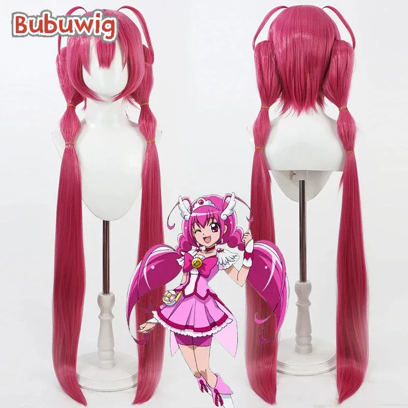 CyBubuwig Synthetic Hair Hoshizora Miyuki Cosplay Wigs Futari wa Pretty Cure Cure Happy 100cm Hot Pink Ponytail Wig Heat Resista