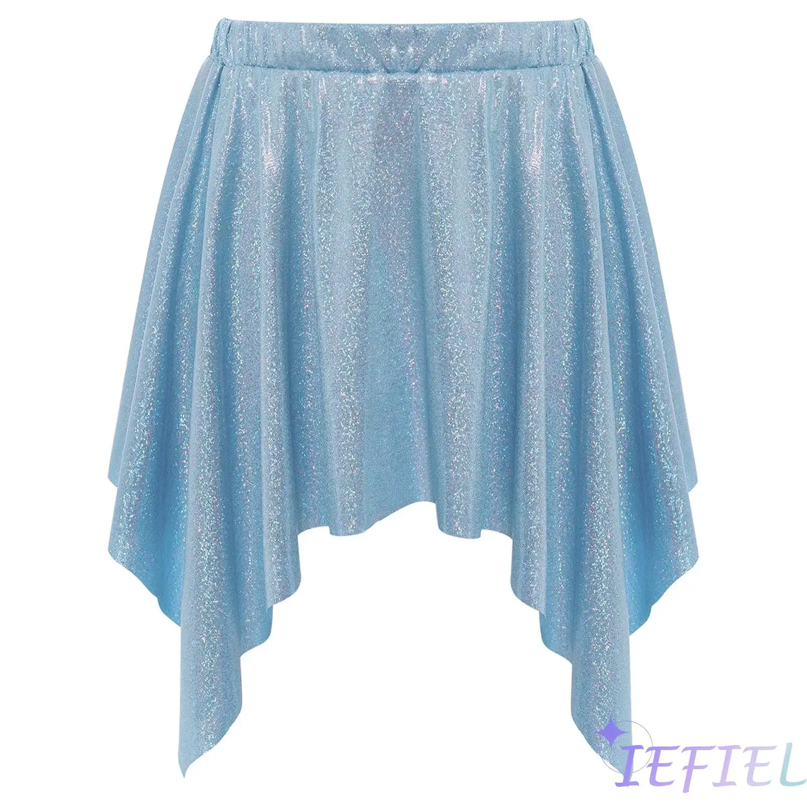 

Kids Girls Jazz Ballet Dance Skirt Shiny Metallic Mini Dots Irregular Ruffled Skirts Cheerleading Dance Costume for Street Dance