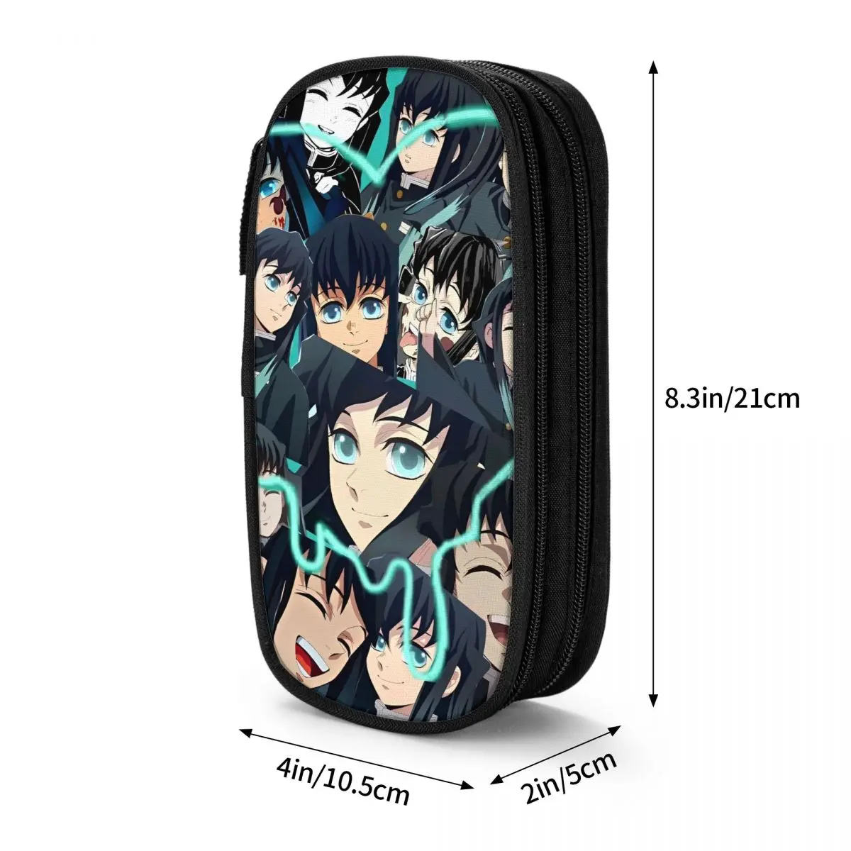 Mist Hashira Muichiro Tokito Pencil Case Demon Slayer Pen Holder Bag Girl Boy Big Capacity Students School Zipper Pencilcases