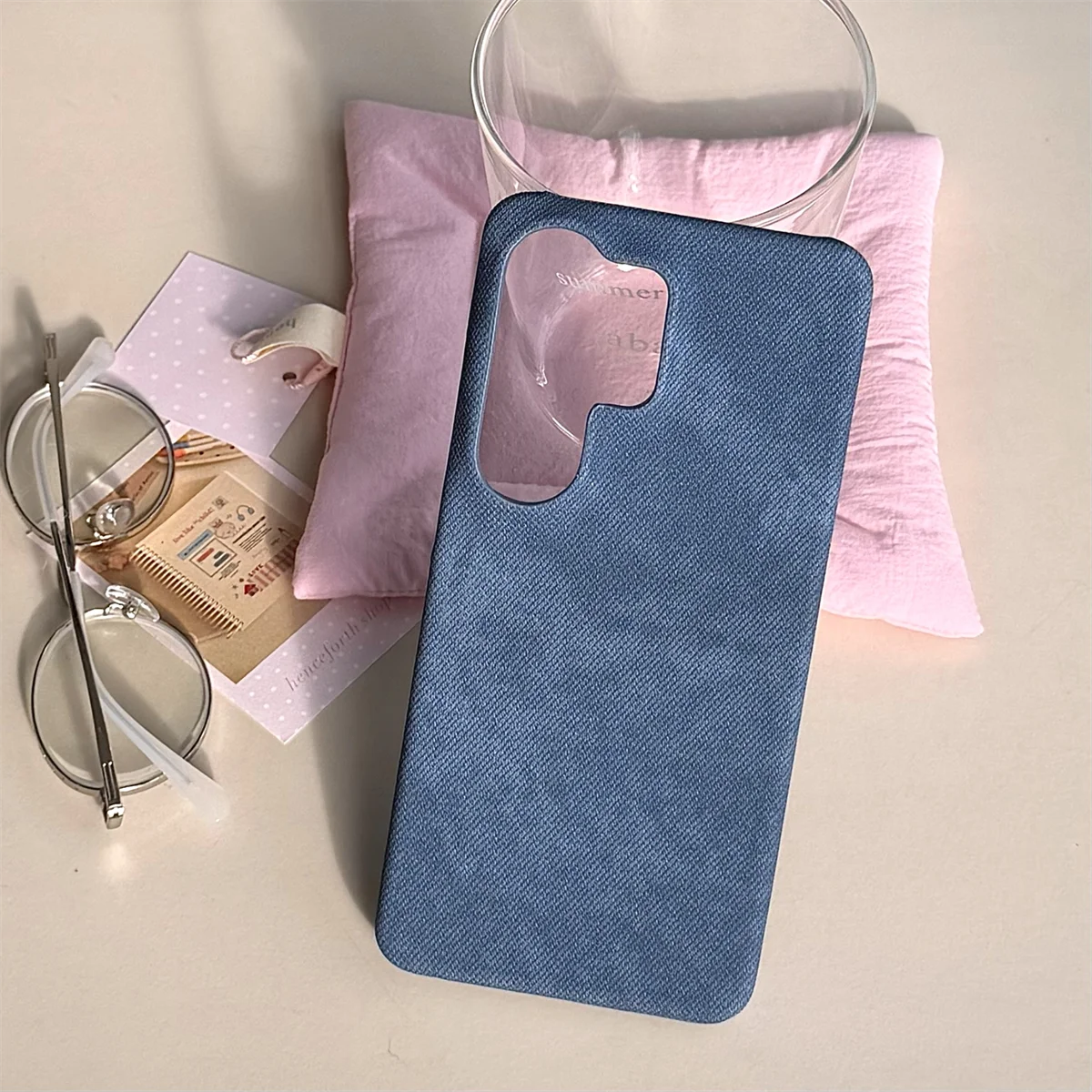 Luxuriöse Jeans-Stoff-Schutzhülle für Samsung Galaxy S26 S25 Ultra S24 S23 S22 Candy Denim Hartschalen-Handyhülle