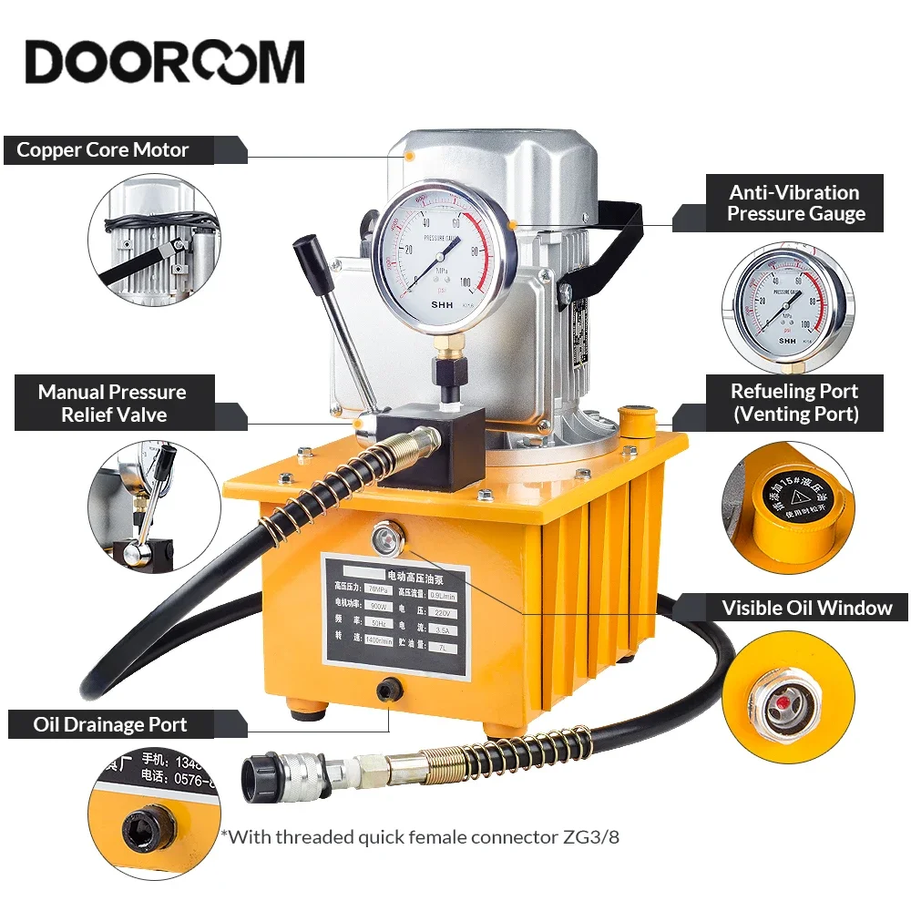 DOOROOM 0.75Kw Single Electric Hydraulic Pump High Pressure Electric Pump Hydraulic Oil Station High Pressure Oil Pump