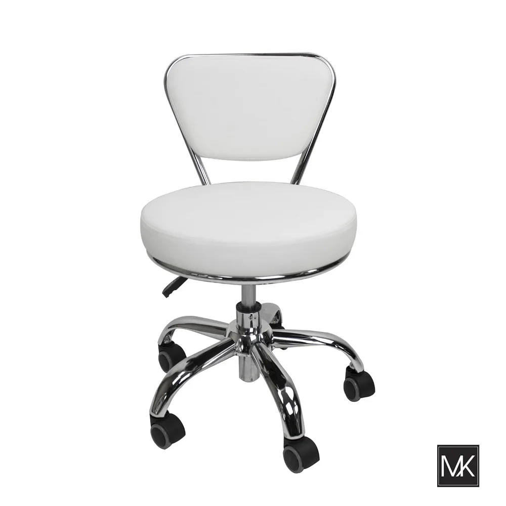 Dayton Tabouret et chaise de pédicure pour ongles et salon roulant pneumatique réglable blanc
