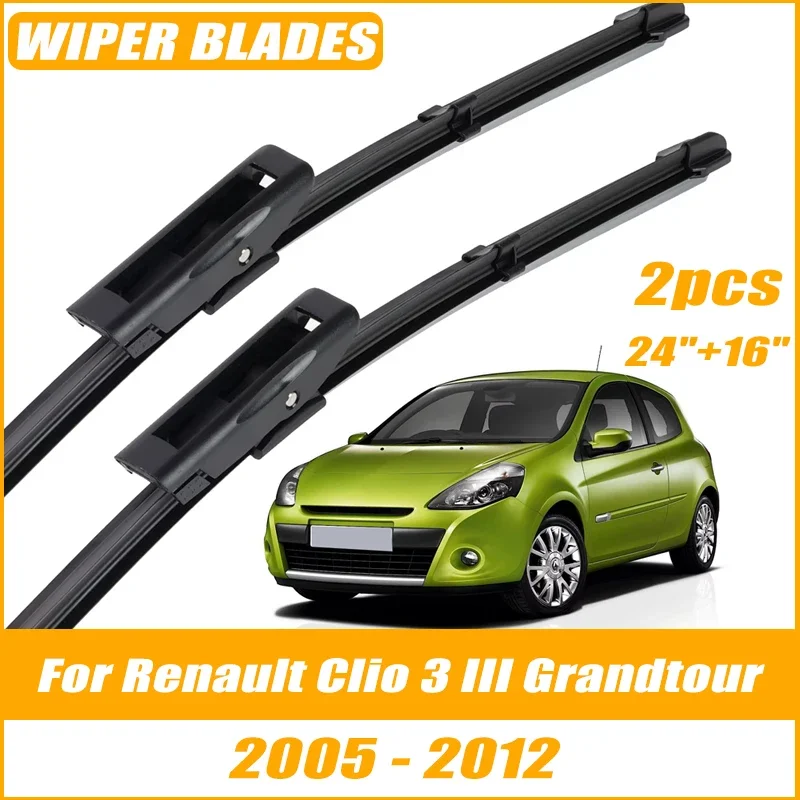 

2pcs Wiper Front Wiper Blades For Renault Clio 3 III Grandtour 05-12 Windshield Windscreen Clean Window Car Rain Brushes 24"+16"