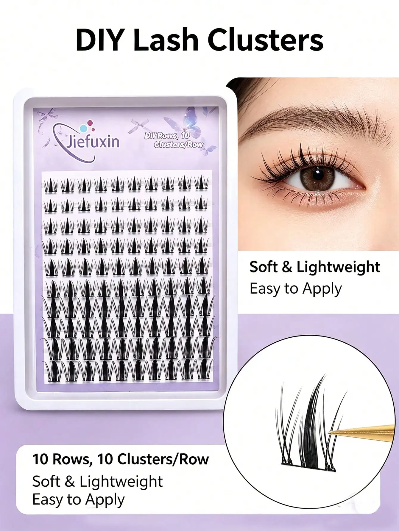 DIY Wimpernbüschel, wiederverwendbare falsche Wimpern, einfach anzubringen, DIY Wimpernverlängerung, Augen-Make-up für Frauen – Detail 4
