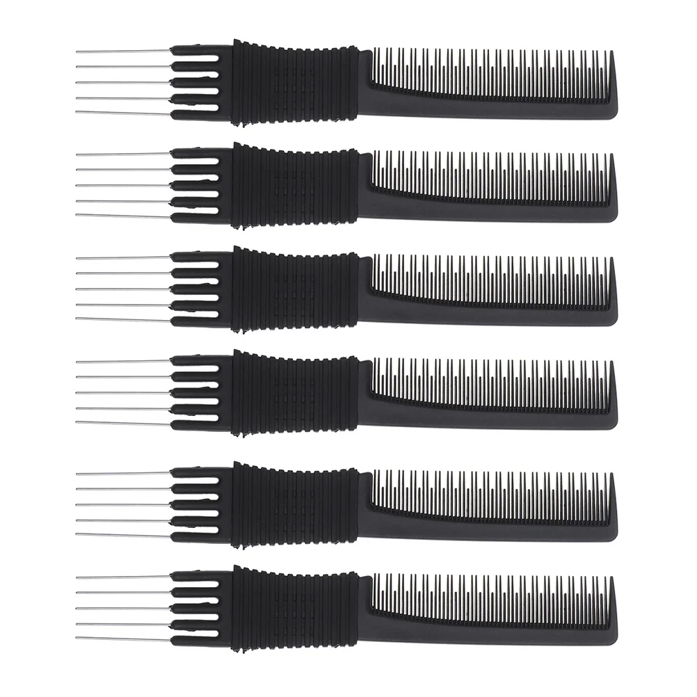 

6Pcs Steel Fork Hair Comb Professional Multi-Function Hairdressing Tail Comb Portable Hair Pick Haircut Accessory