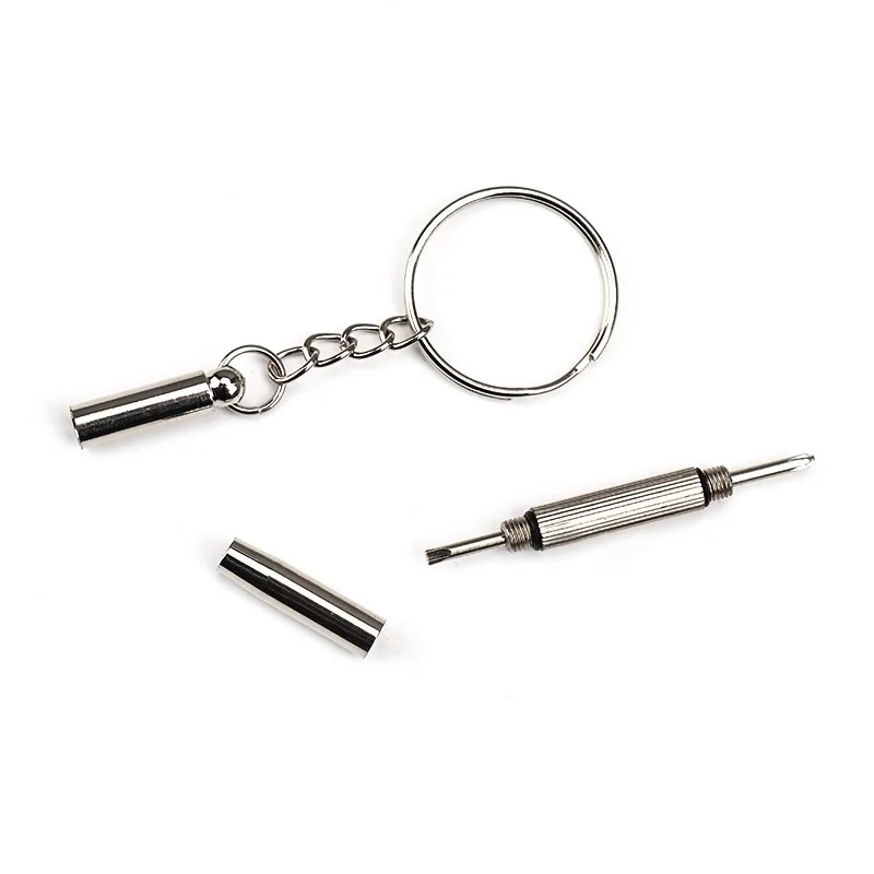 Small Portable Mini Convenient Key Ring Style 45# Steel Versatile Glasses Screwdriver Multi-Functional Watchmaker Repair Tool