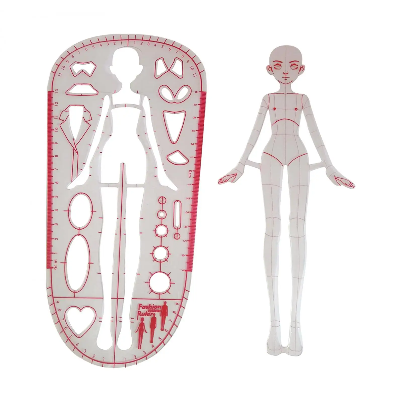 Regla de plantilla de dibujo de moda, vestido claro profesional, regla de Patchwork, diseño de reglas de ilustración de moda, 2 uds.