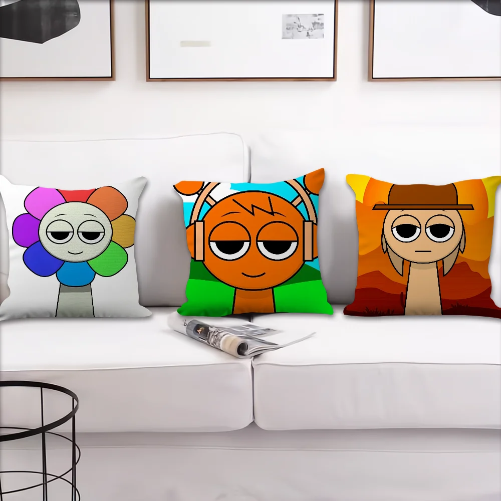 Cartoon S-Sprunki Incredibox cushion cover Accessories Square Cushion Room Bedroom Headboard Sofa Living Backrest Car Nap Time