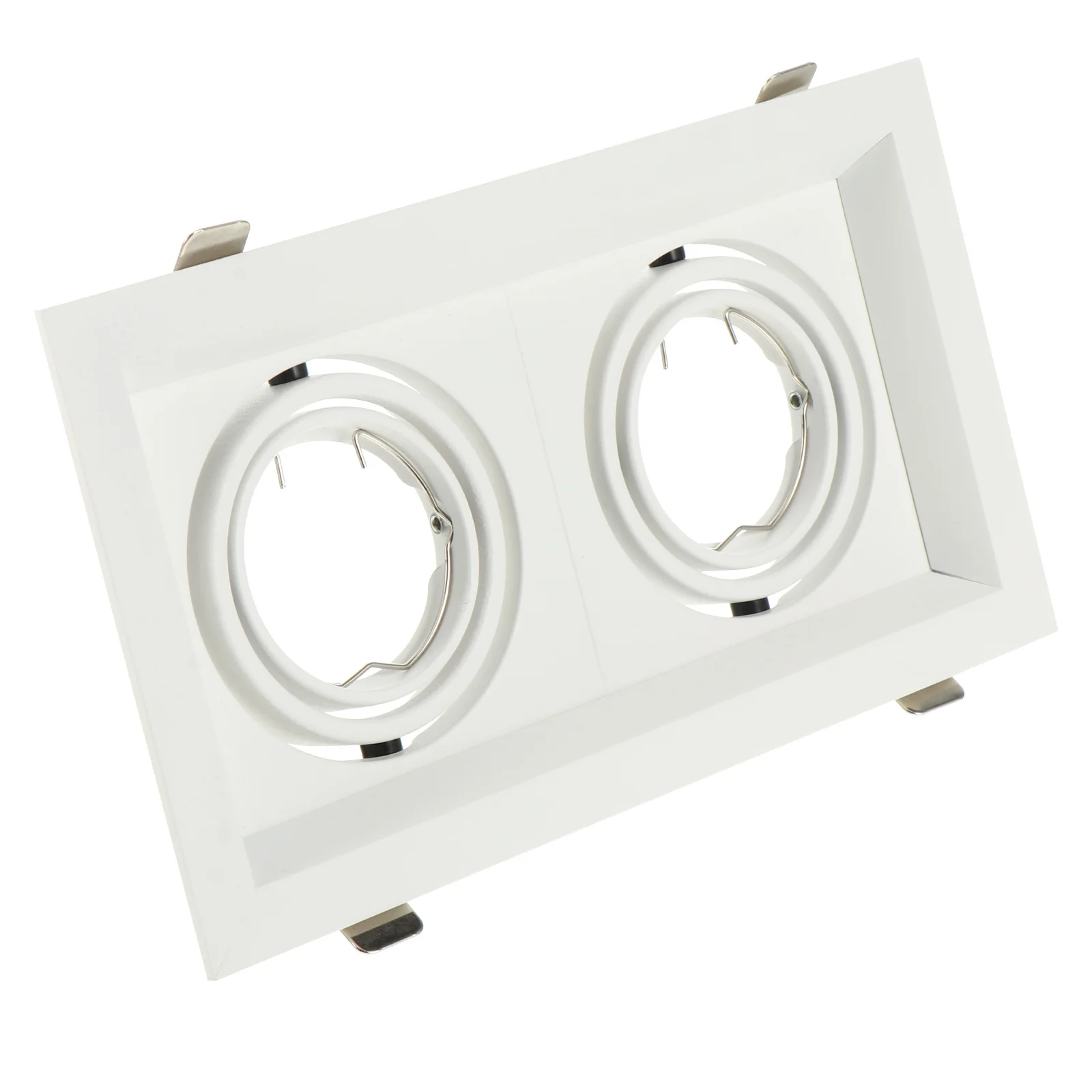 

1pc Led Spotlight Housing Aluminium Alloy Dual Head Mr16 Ceiling Mounting Trim Ring Light Holder Spotlight Fitting Tool