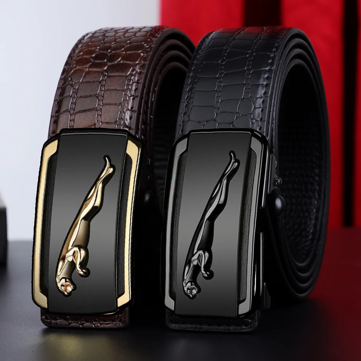 New Men's Crocodile Pattern Belt With Genuine Leather Automatic Buckle Inner Wear Fashion Design Belt Casual Youth Business Belt