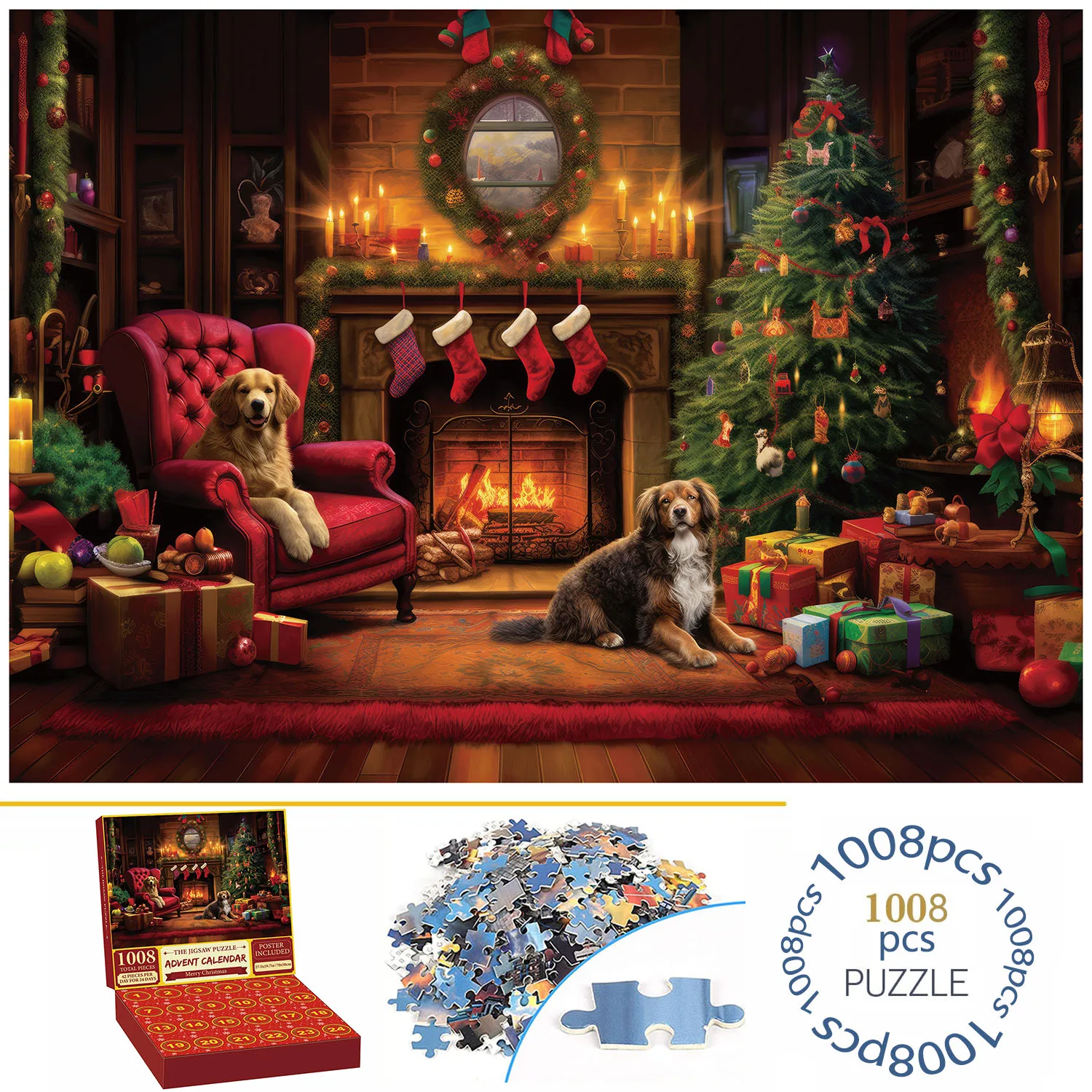 1008 stuks adventskalender legpuzzels voor volwassenen en kinderen woondecoratie spel familieplezier Kerstmis 24 dagen aftellen educatief speelgoed