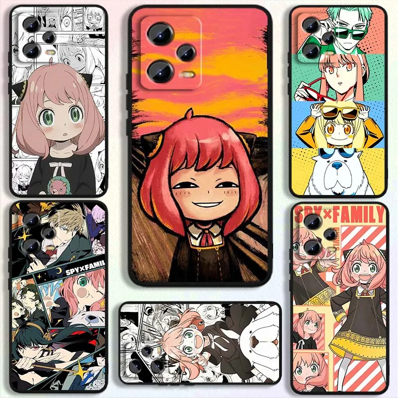 

Anya Forger SPY FAMILY Phone Case For Xiaomi Redmi Note 14 13 12 12S 11E 11 11S 11T Pro Plus 4G 5G Black Soft TPU Cover