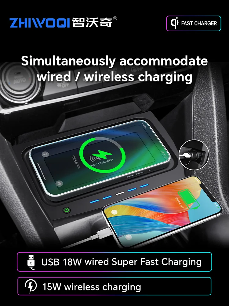 Imagem -03 - Instalação de Isqueiro de Controle Central do Carro Carregador sem Fio Honda 10 Geração Civic 20232023 Acessórios do Carro