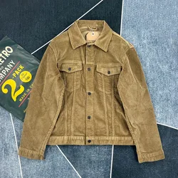 High Quality Heavyweight 100% Cotton Corduroy Jacket Men's Thick Striped Velvet Lapel Jacket Autumn Japan Retro Short Workwear