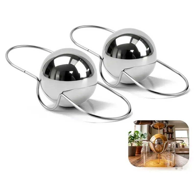 ABVG-Espresso Chilling Ball Set Of 2, 304 Stainless Steel Coffee Cooler With Silicone Drip Mat, Aroma Locker For Chilling