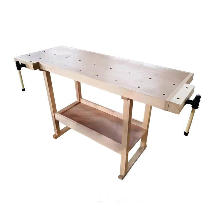 Multifunctional Woodworking Workbench Console Beech Wood Workbench Diy Manual Carpentry Solid Wood Table With Clamp AT718-13C 