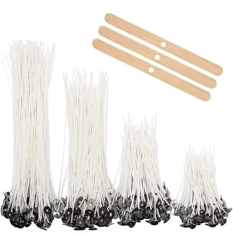 53pcs Candle Wicks Holder Waxed Cotton Candle Wicks Set with Stand Original Smokeless Candle Wicks Soy Oil Wax Core Woven Making