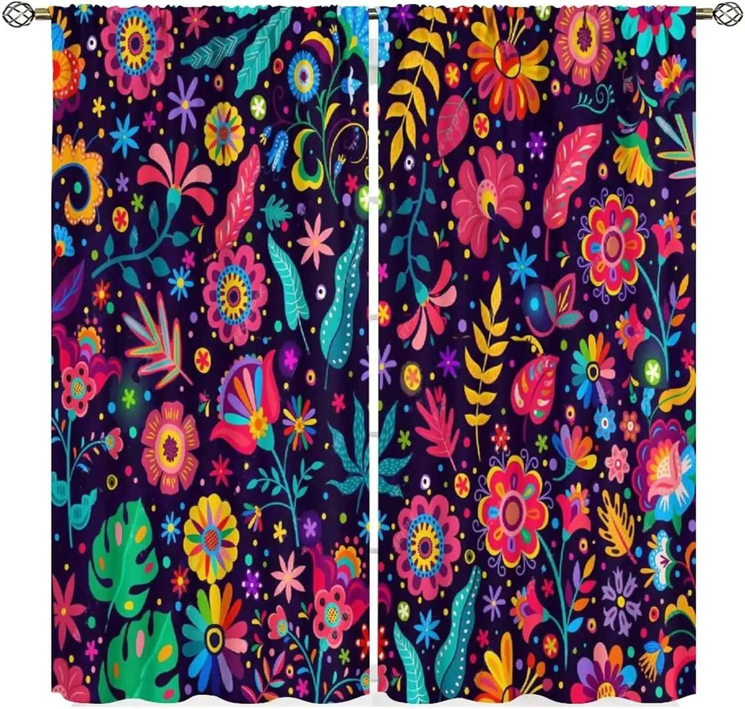 

Boho Abstract Floral Curtains Colorful Leaf Pattern for Living Room Window Modern Decor