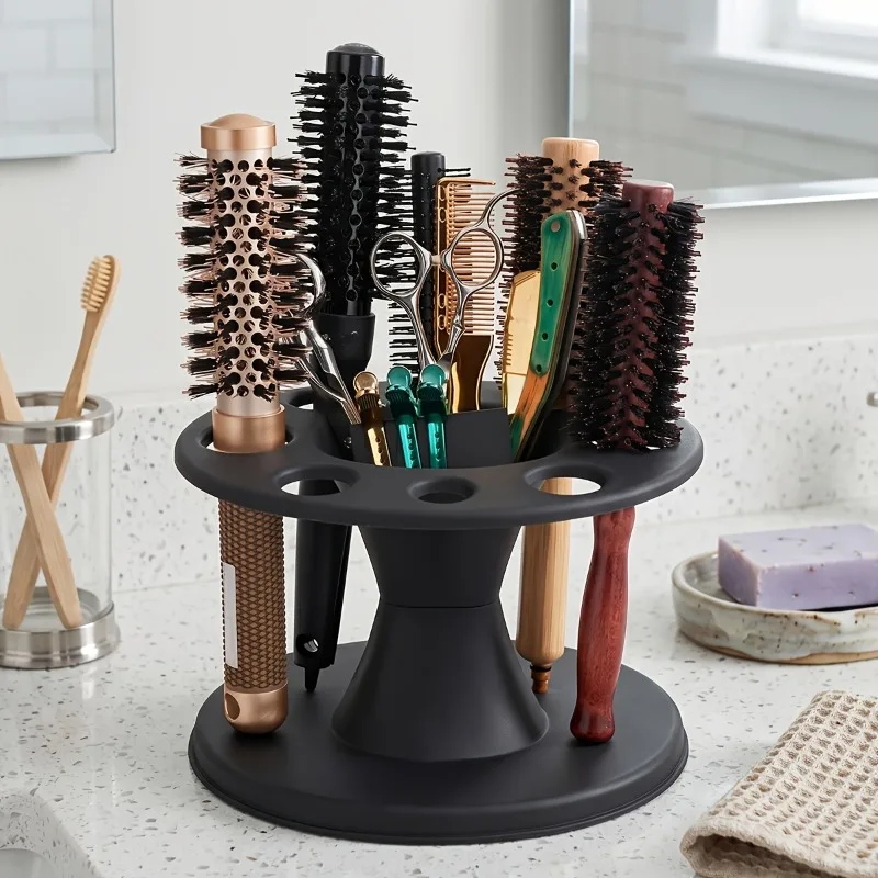 Plastic Hair Salon Storage Rack Desktop Round Brush Holder Comb Dyeing Tool Organizer