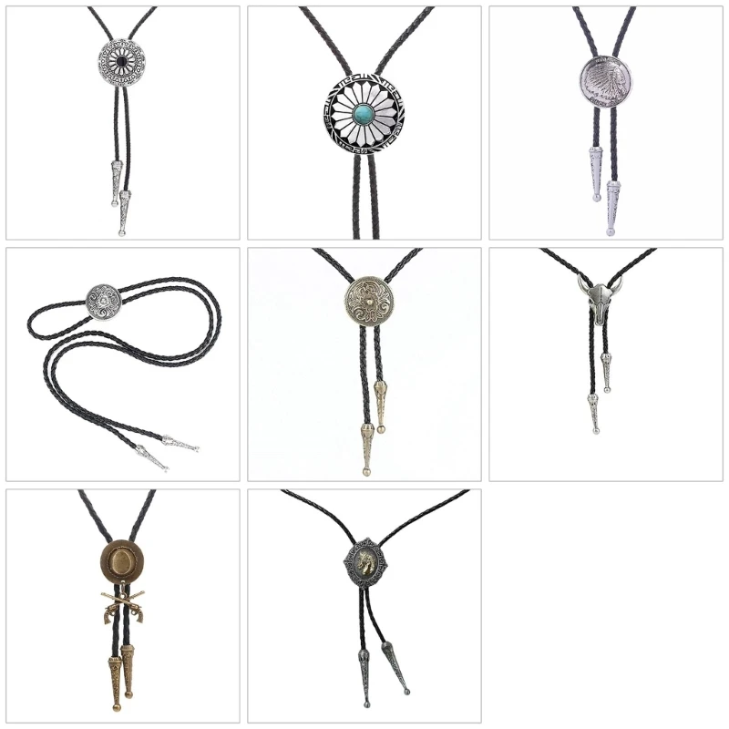 

Punk Western Cowboy Bolo Tie Carving Necktie Necklace Costume Accessory N58F