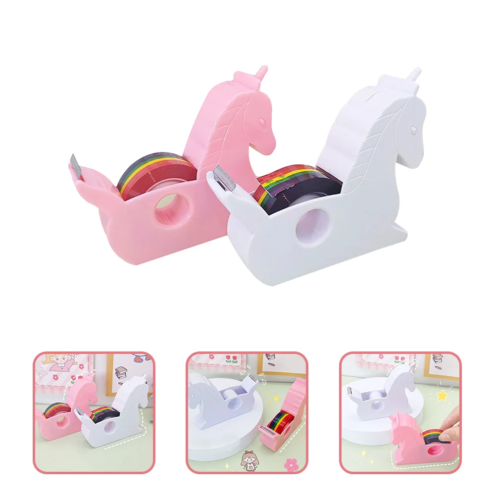 

2 Pcs Adorable Tape Holder Lovely Dispenser Cutting Tool Household Office