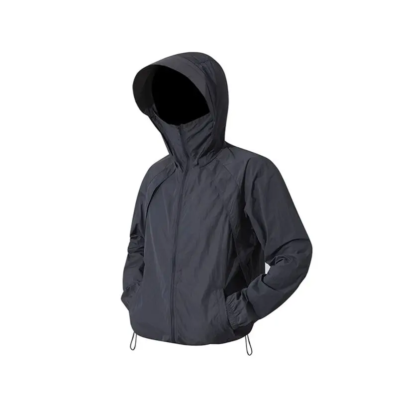 Herren Sommer-Kühljacke mit Sonnenschutz UPF50+, Schnelltrocknend, Atmungsaktiv, mit Kapuze, Windbreaker für Outdoor-Aktivitäten, Wandern, Camping, Radfahren – Detail 2