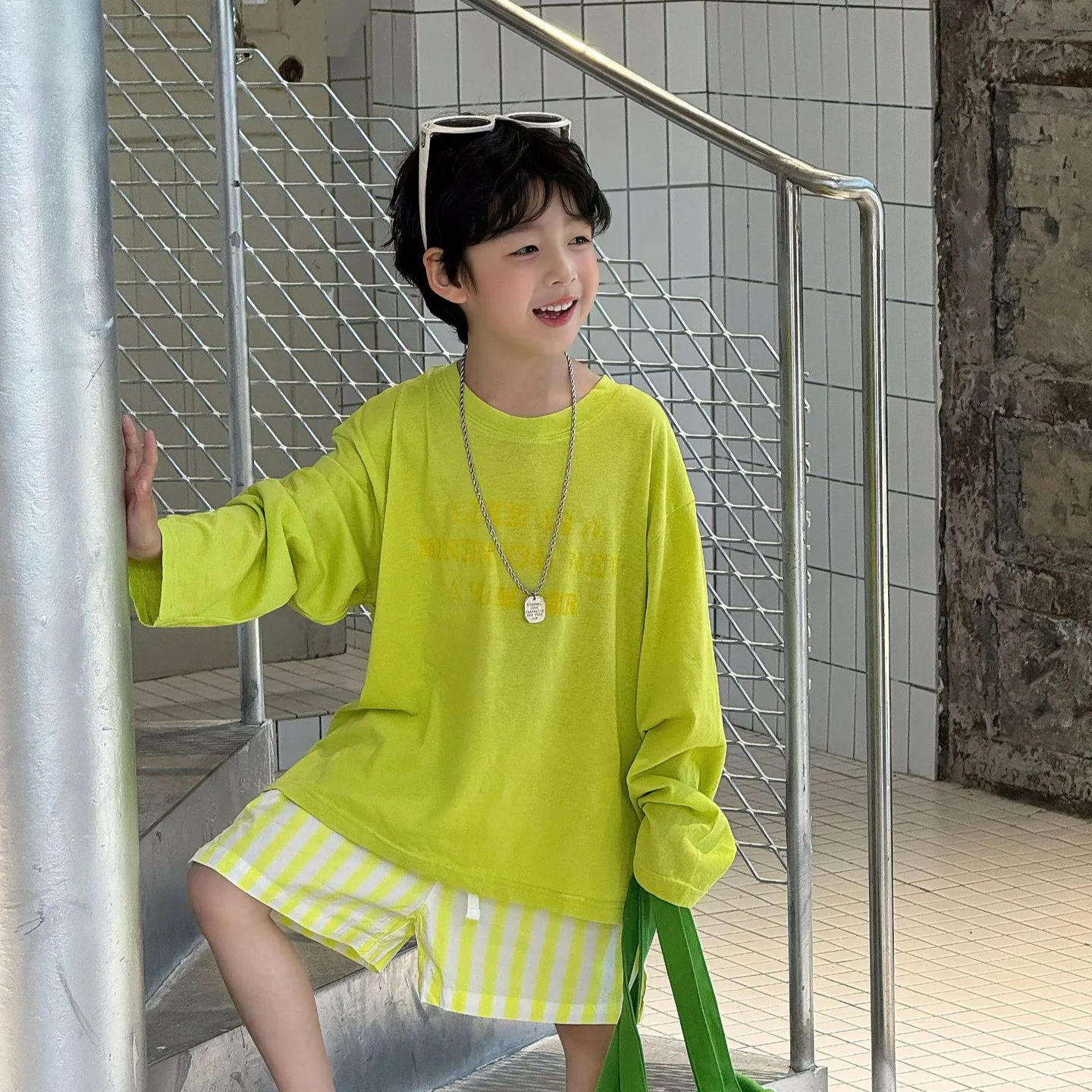 2026 Summer New Kids Korean Versatile Letter Print Sun Protection Long Sleeve T Boys Casual Breathable Cool