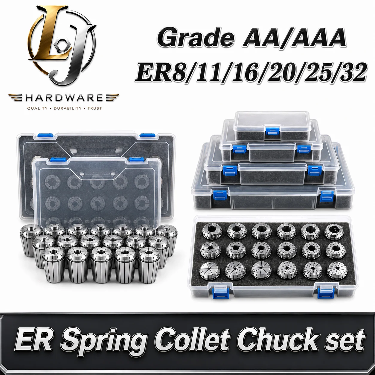 ER8 ER11 ER16 ER20 ER25 ER32 ER Collet Set UP AA AAA 0.005mm 0.008mm High Precision Spring Collet Chuck for CNC Lathe Milling