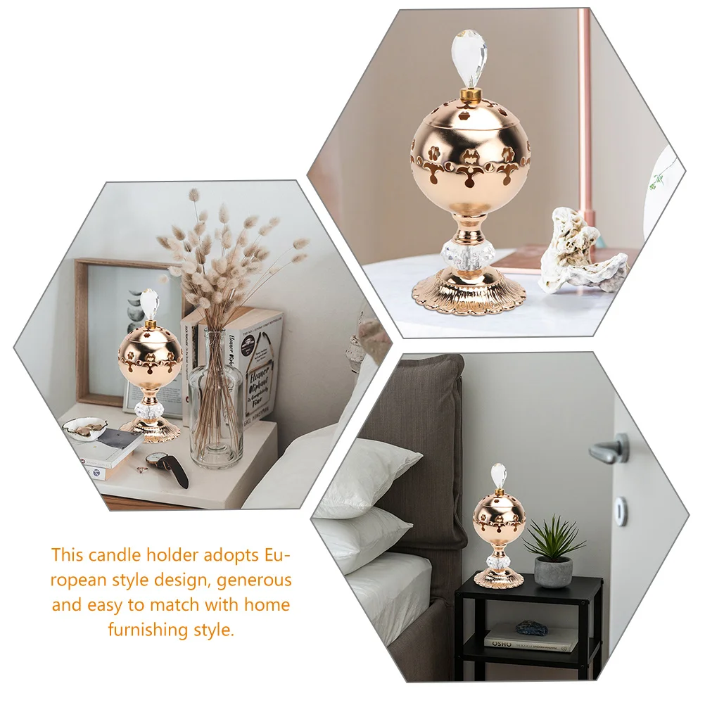 

2pcs Metal Holders European Style Sturdy Decorative Pillar Candlestick Incense Burner Bedroom Home Decoration Hollow