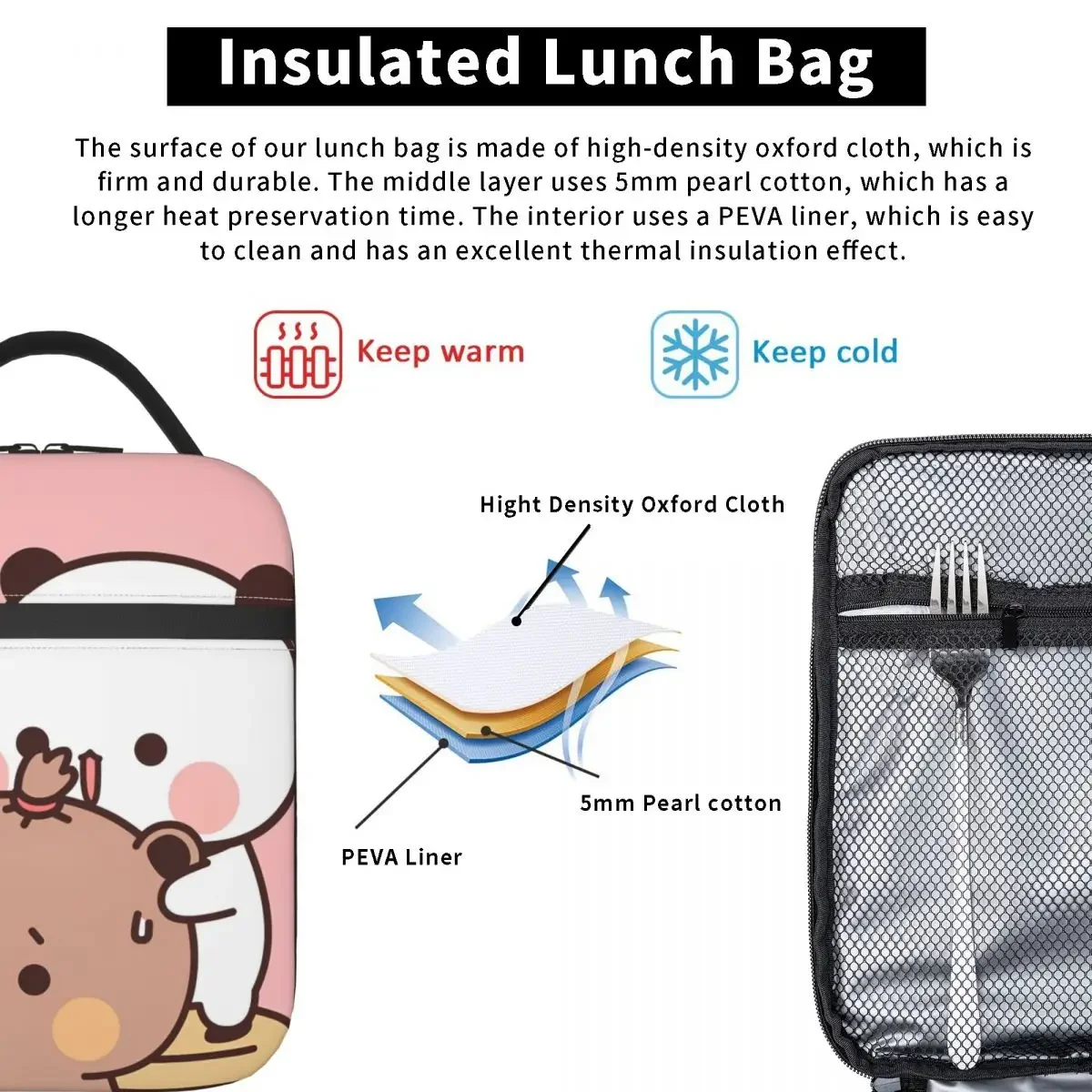 Lunch Box Cartoon Bubu Dudu Panda Bear Merch Lunch Container Y2K Cooler Thermal Lunch Box For Work