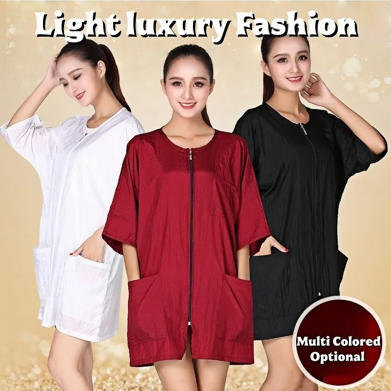 

Kitchen Waterproof Oil Proof Short Sleeved With Pockets Apron Women Painting Cooking Apron Robe Cloak Pet Salon Beauty Workwear