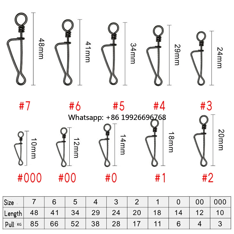 

Quick Easy Connector Bulk Fishing Accessory Size 0 2 4 6 Clip Snap for Sea Fishing Rig & Tackle Lure Swivels & Snaps Terminal ma