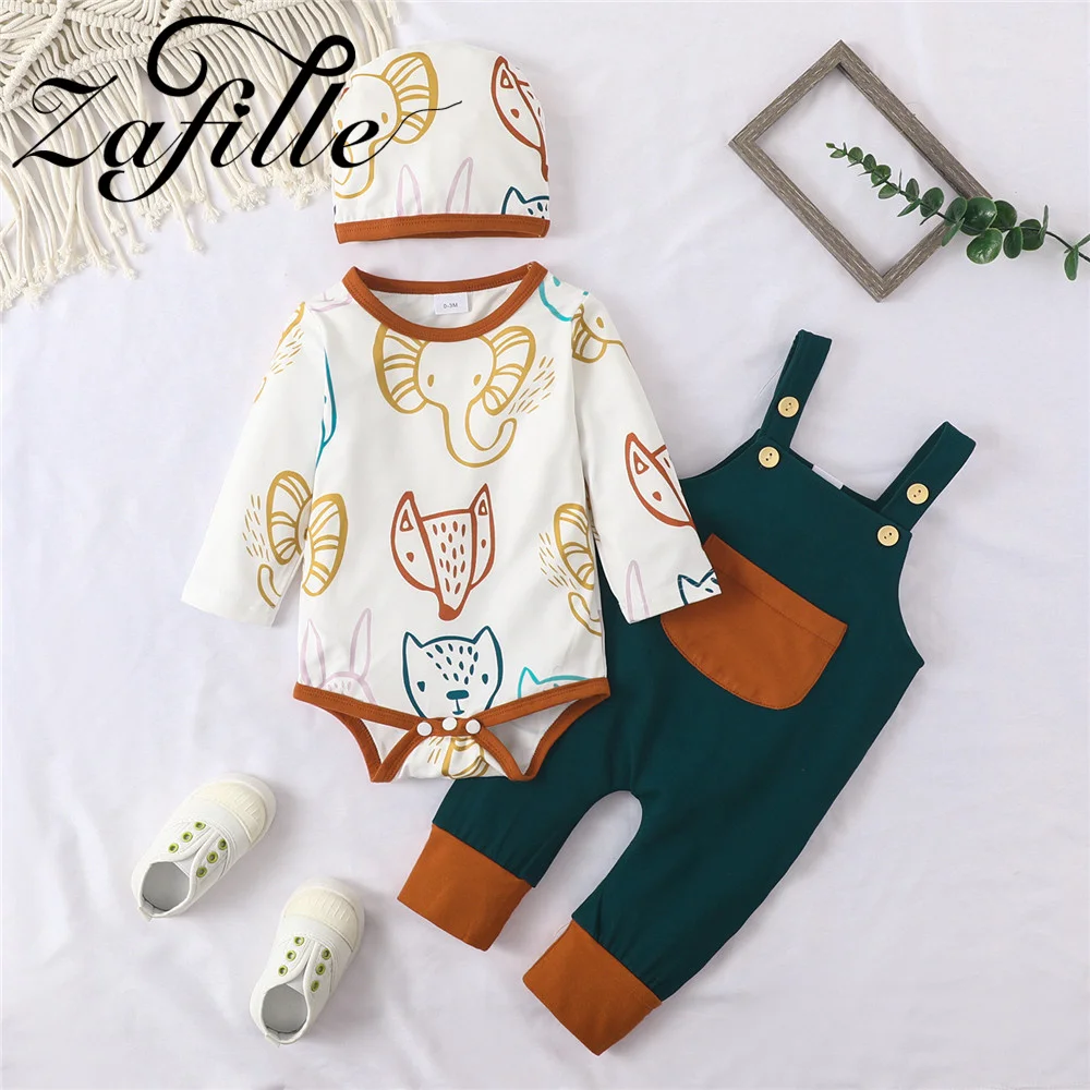 ZAFILLE 0-18M Baby Costume Set Cute Newborn Girls Clothing Fox Rainbow Printed Kids Toddler Clothes Girls Children's Tracksuits