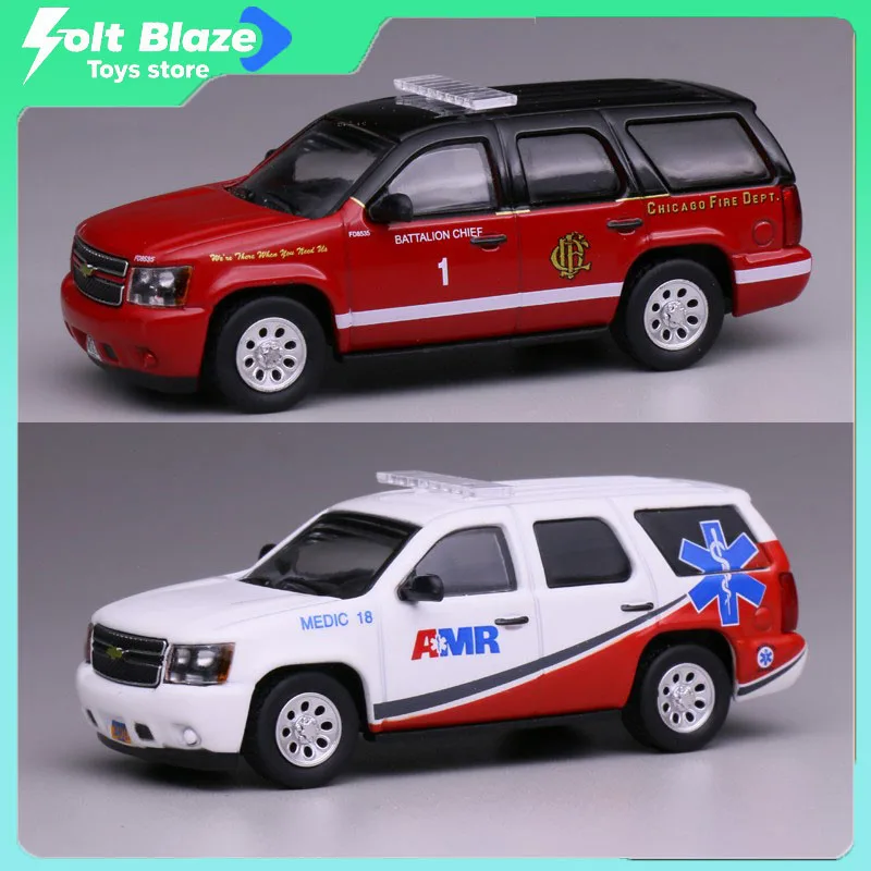 

1/64 Chevrolet Tahoe Chicago Fire Department AMR Ambulance Alloy Car Model Room Ornament Collection Cars Model Boy Birthday Gift