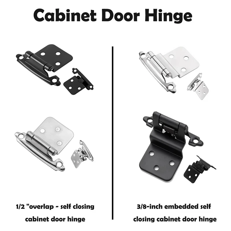 20 PCS Cabinet Door Hinges Inset Self Closing Cabinet Hinges Kitchen Cabinet Semi Concealed Hinges 3/8-Inch