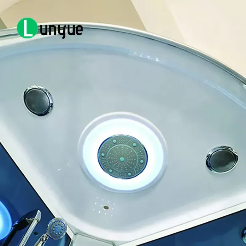 Luxury Black Glass Steam Shower Room with Integral Sweat Sauna Foot Massage Function for Home Bathroom Spa Wellness
