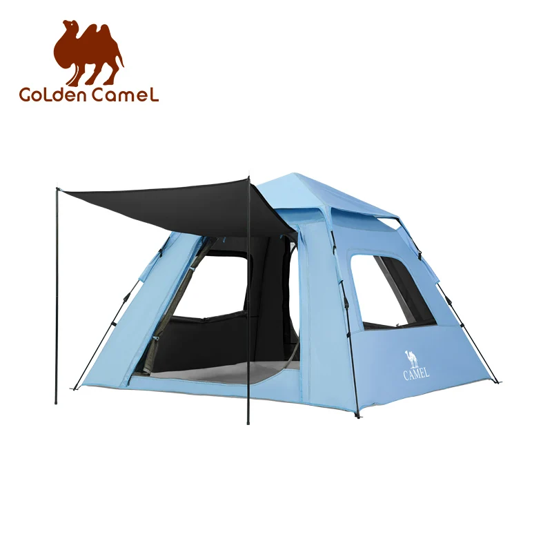 GOLDEN CAMEL 3-4 People Camping Tent Ice Titanium Cold Sunscreen Outdoor Folding Beach Automatic Tent Portable Camping Equipment