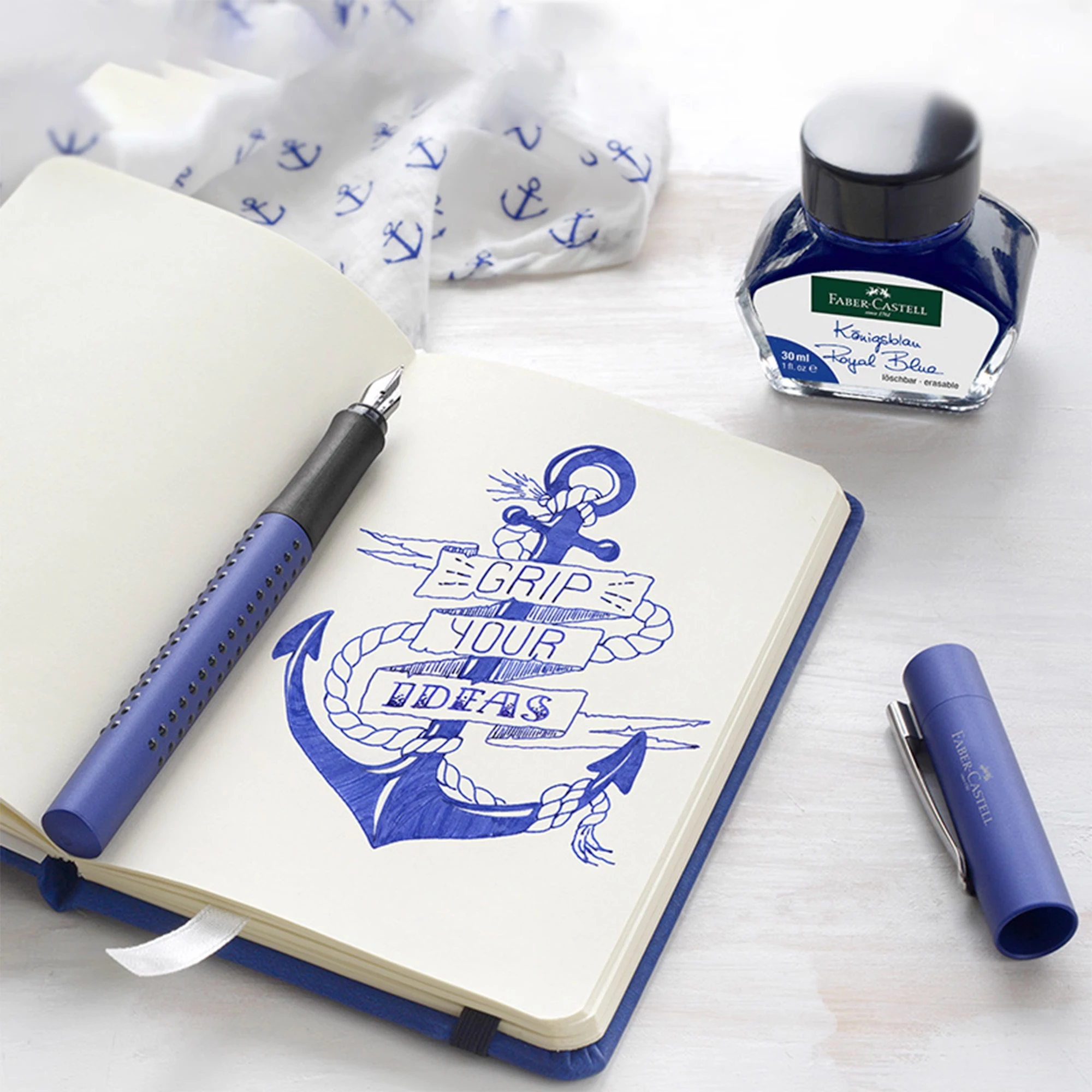 Faber-Castell 30ml Ink Refill for Fountain Pen – Non-Carbon Black/Blue Ink Bottle Smooth Flow High-End Writing Refill Ink Supply