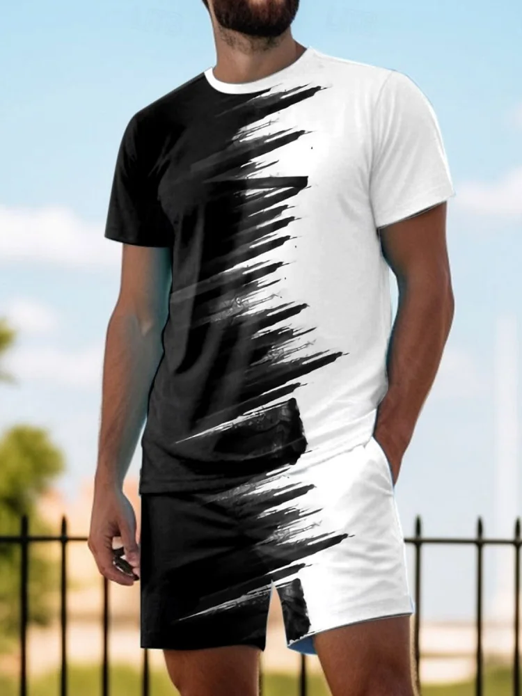 

3D Printed Men's Fashionable T-shirt And Shorts Set Summer Daily Casual Men's Short-sleeved Top Urban Street Men's Sports Shorts