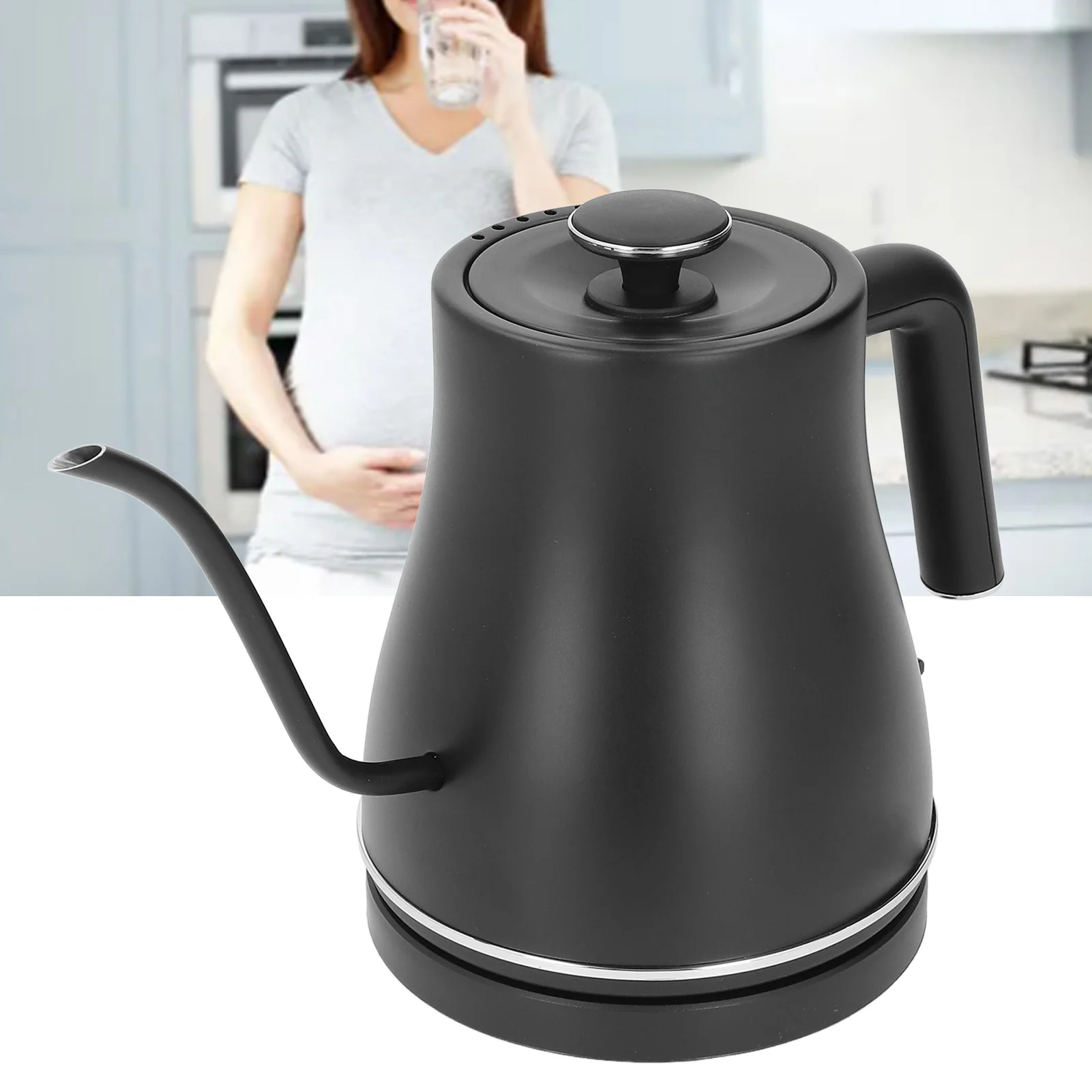 110V Electric Gooseneck Kettle Auto Off Prevent Dry Burning Stainless Steel Water Boiler Pour Over Coffee Pot Hot Water Boiler