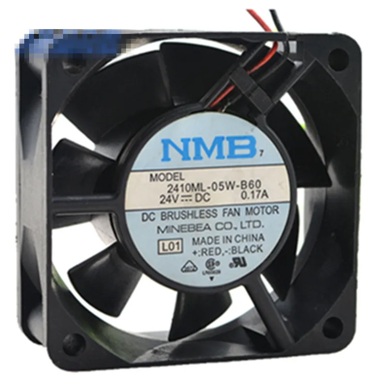 For NMB 2410ML-05W-B60 DC 24V 0.17A 3.12W 5300RPM 6cm 6025 60x60x25mm Axial Flow Cooling Fan