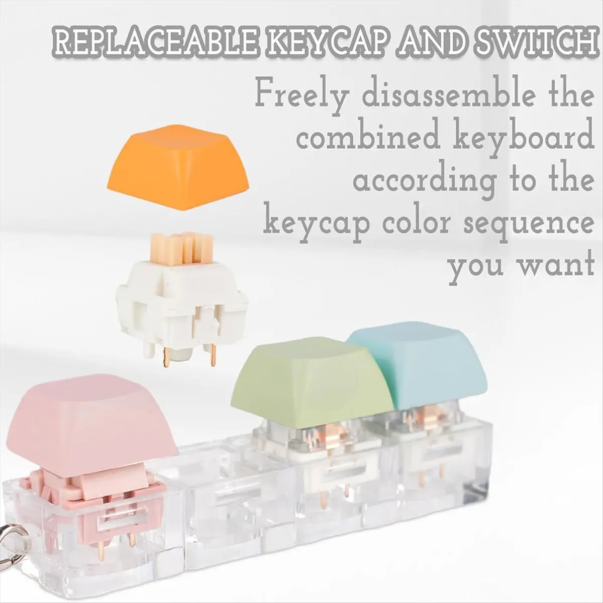 *ABDH Keyboard Fidget Toy, Fidget Keychain of 4 Colors Keyboard Clicker, Silent Fidget Toy for Library, Study Room