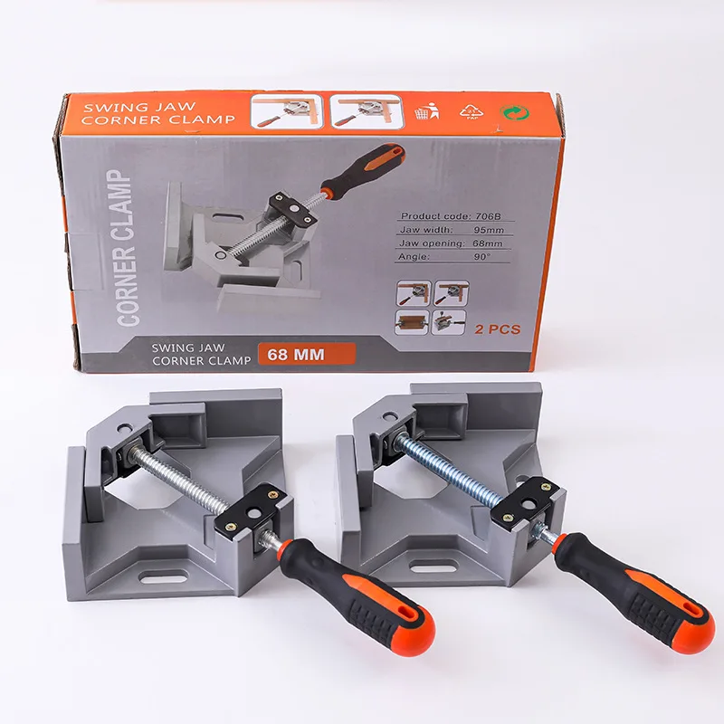 مقبض واحد 90 درجة مشبك الزاوية اليمنى، مشبك زاوية سريع، تركيبات النجارة، مادة سبيكة، أدوات النجارة ذات الفم المسطح