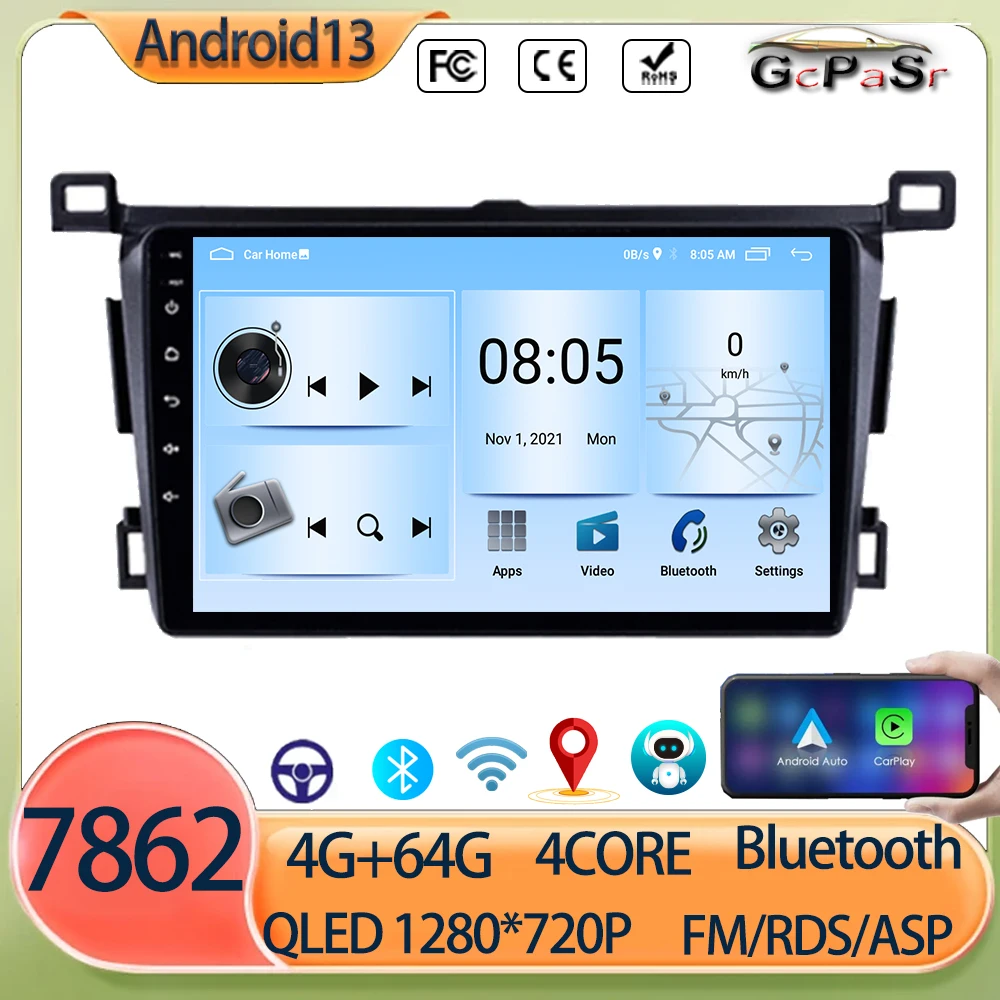 For Toyota RAV4 4 XA40 5 XA50 2012- 2018 Android Car Stereo Unit Multimedia Radio Video Player GPS Wireless Carplay Android Auto