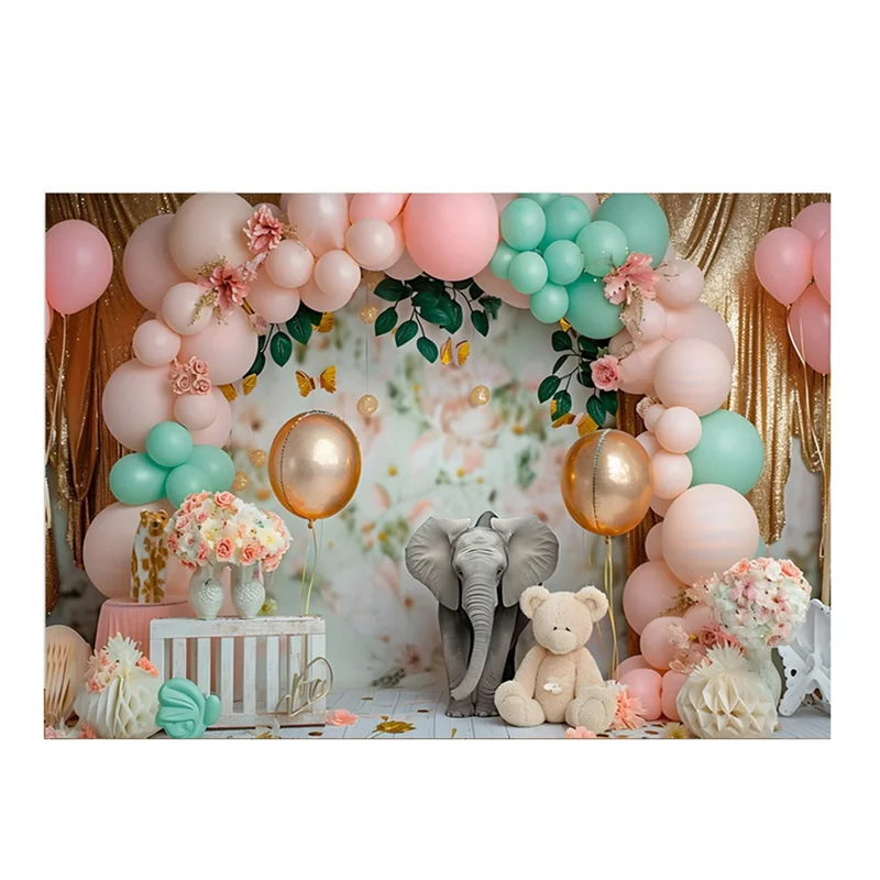 

Dependable-210X150cm Children's Forest Animal Birthday Background Cloth Party Balloon Photography Background Cloth Party Decor D