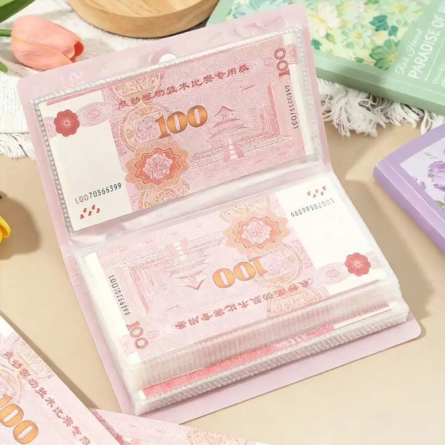 A6 oil painting style three-dimensional piggy bank, with double-sided coin storage and loose leaf document storage folder
